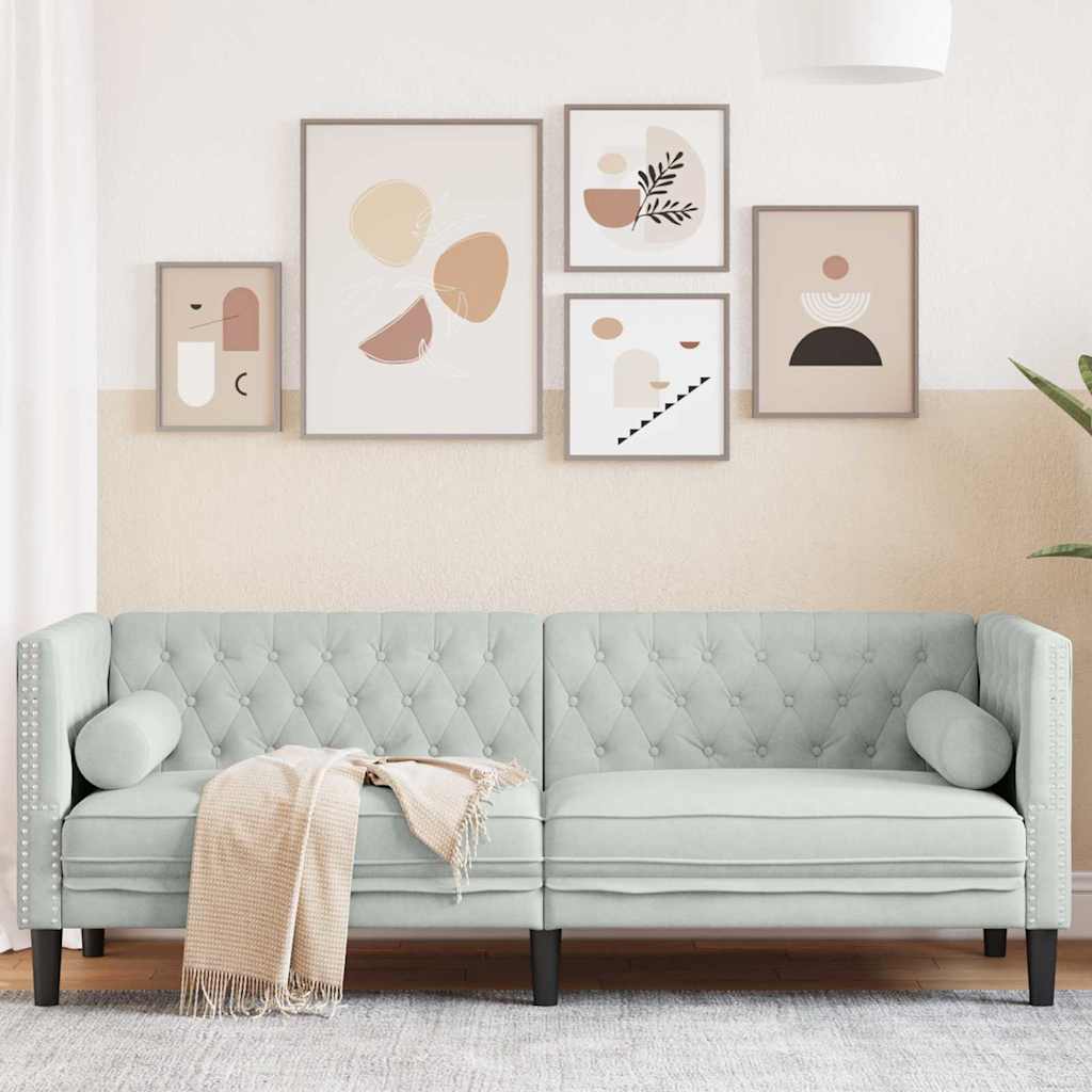 Kanapé Világosszürke 194 x 74,5 x 70,5 cm Bársony
