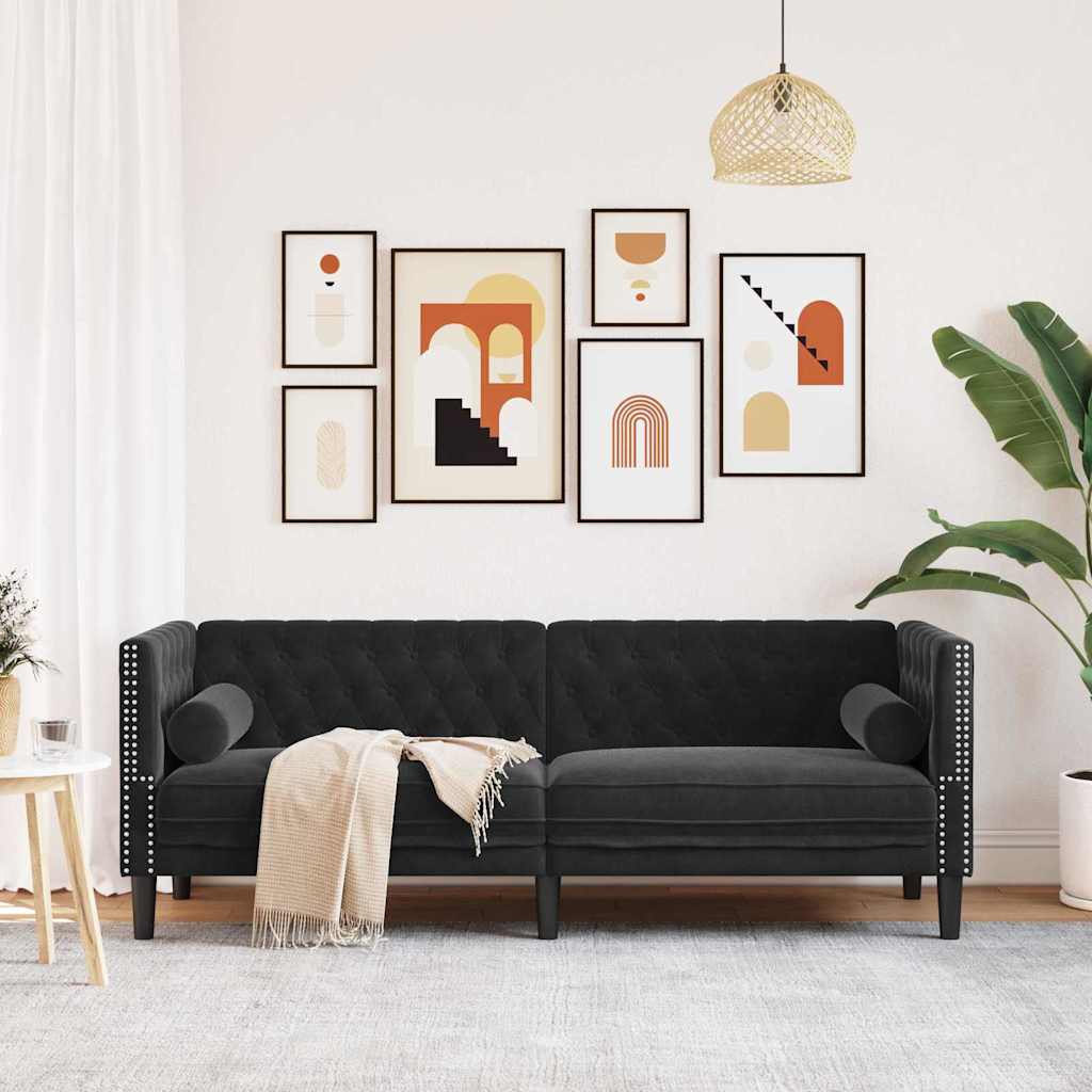 Kanapé Fekete 194 x 74,5 x 70,5 cm Bársony