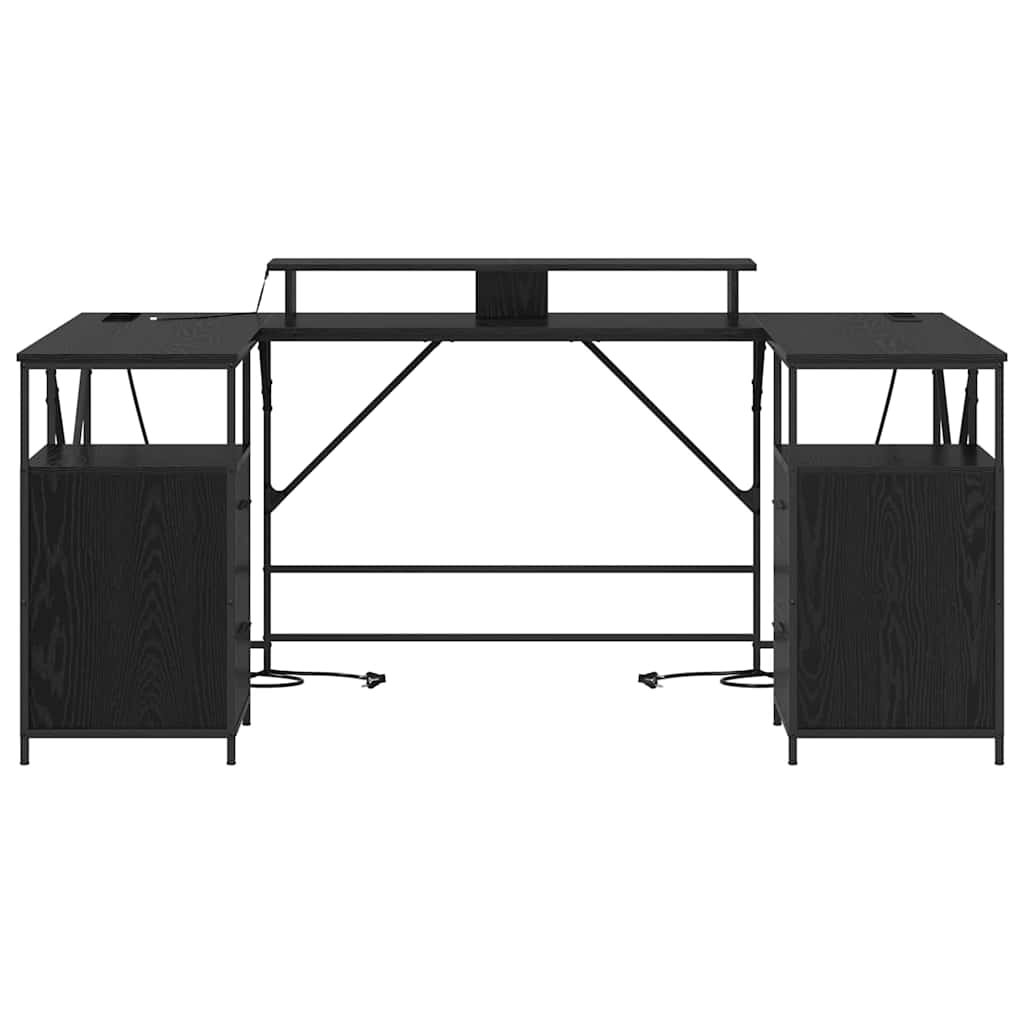 Asztal fiókkal Fekete tölgy 182 x 101 x 87,5 cm Faanyag