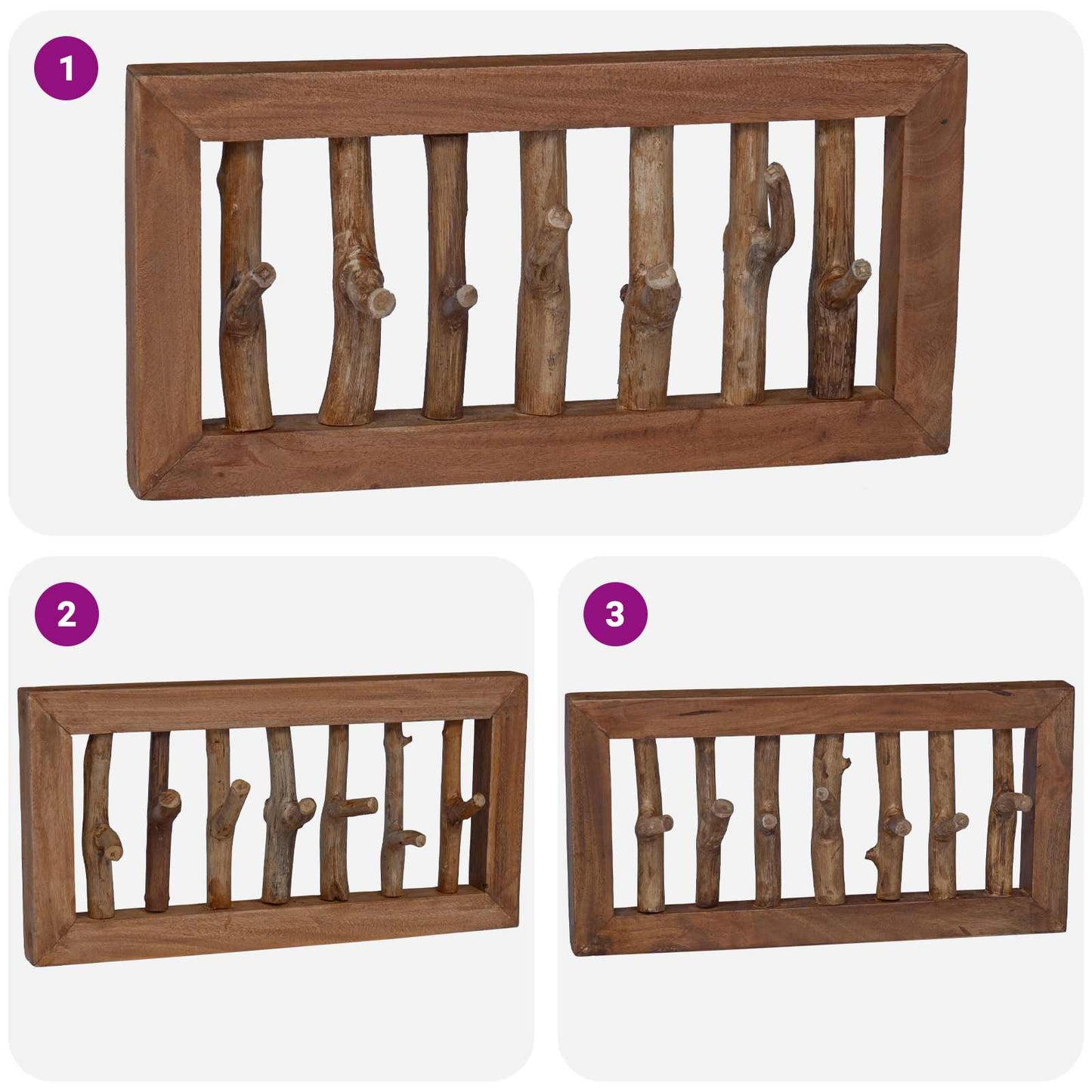 Kabát Kampó Természetes 50 x 10 x 25 cm Tömör Mahagóni Fa