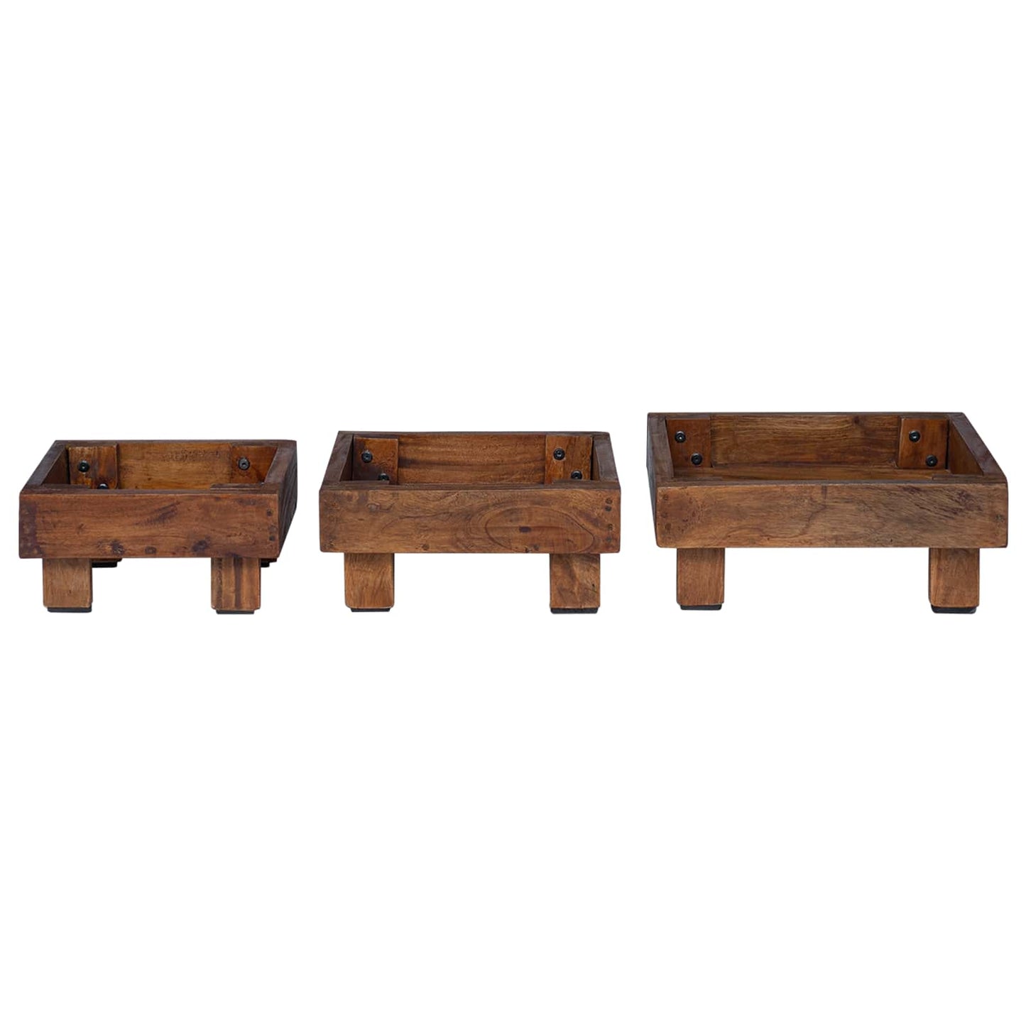 Növényállvány 3 pcs Barna Mahagóni fa