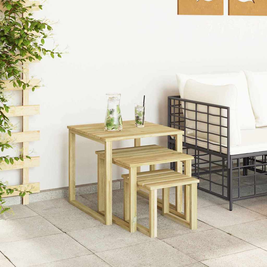asztal 3 pcs Természetes Impregnált fenyőfa