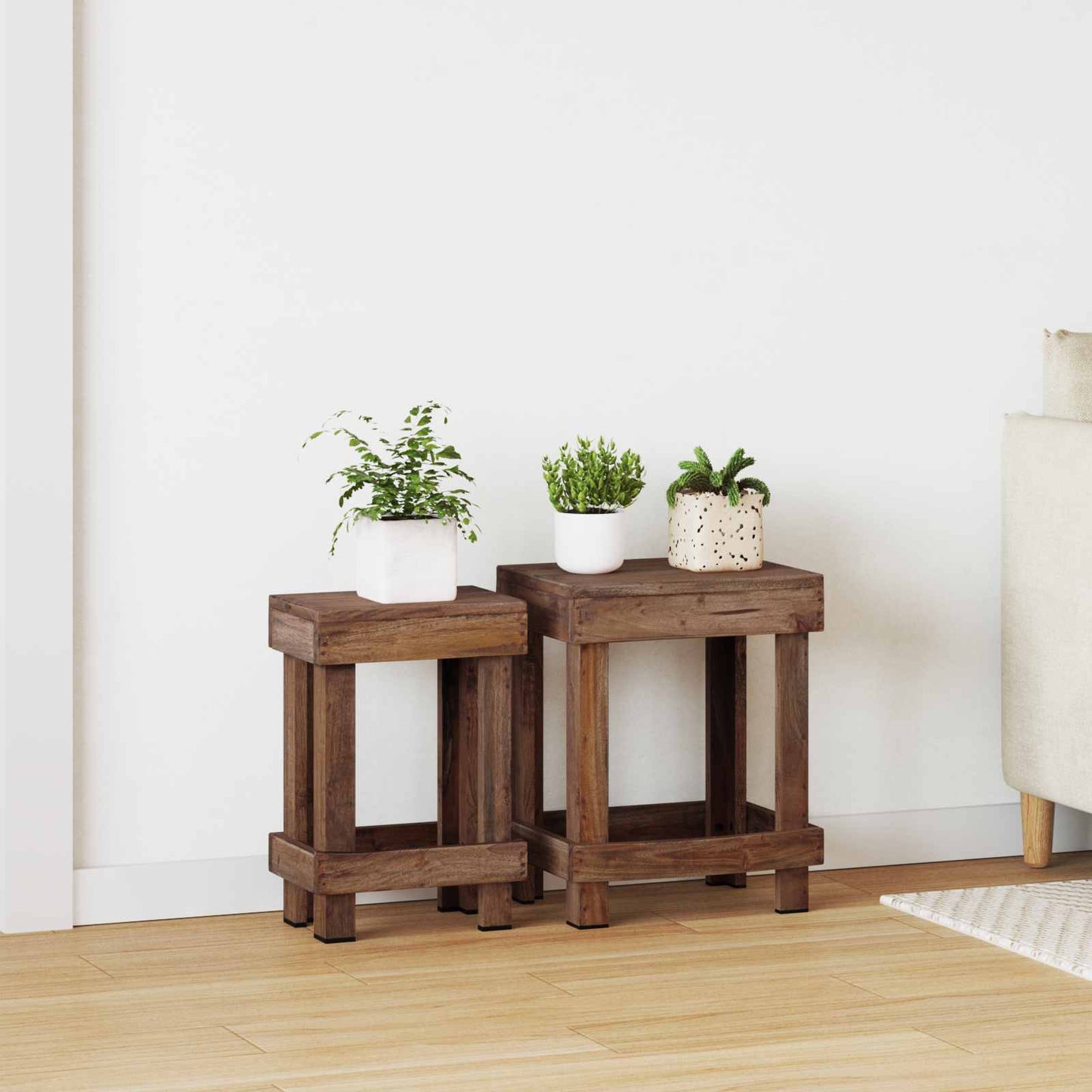 Növényállvány 2 pcs Barna 70 x 11 x 27 cm Mahagóni fa
