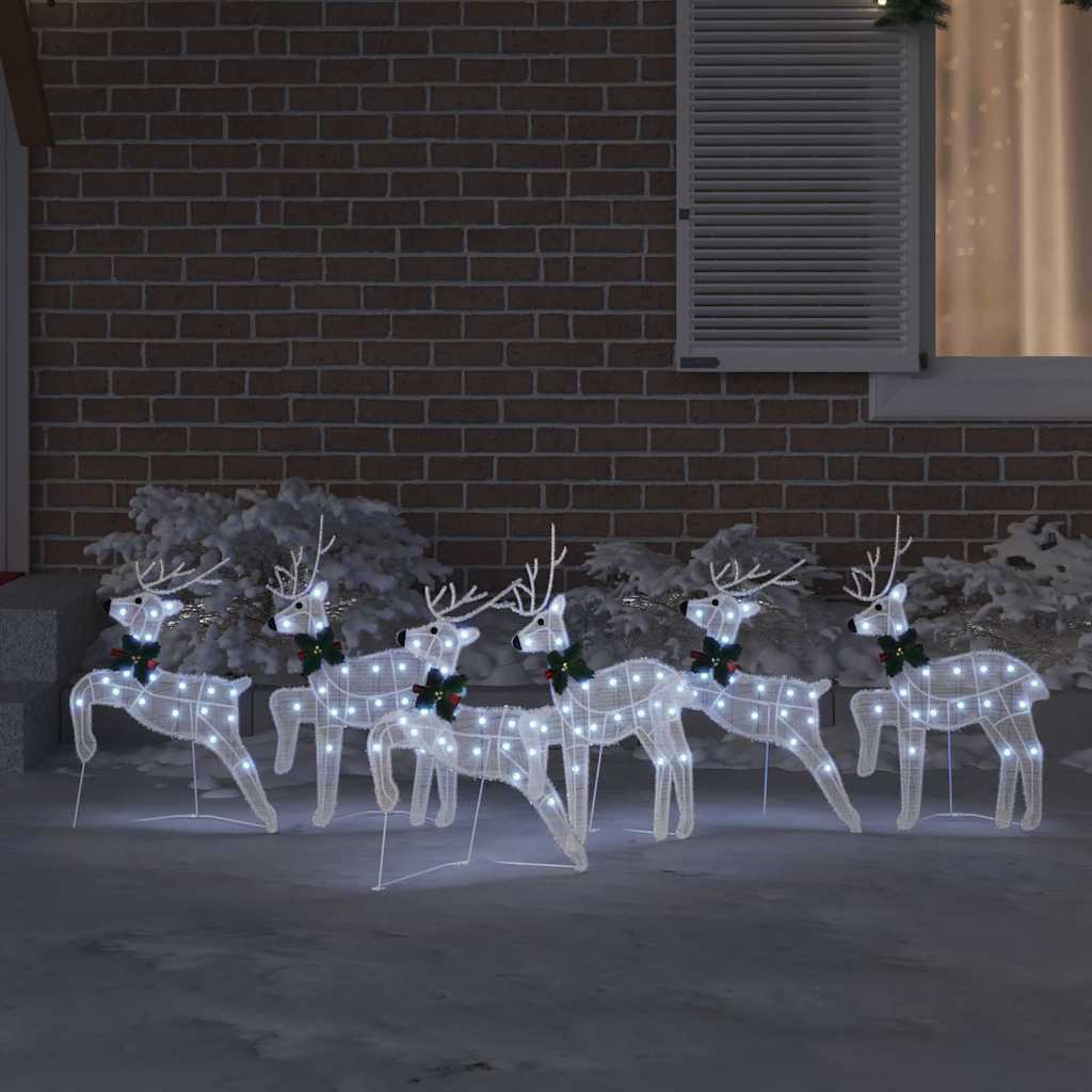 LED Rénszarvasok 6 pcs Fehér szövet