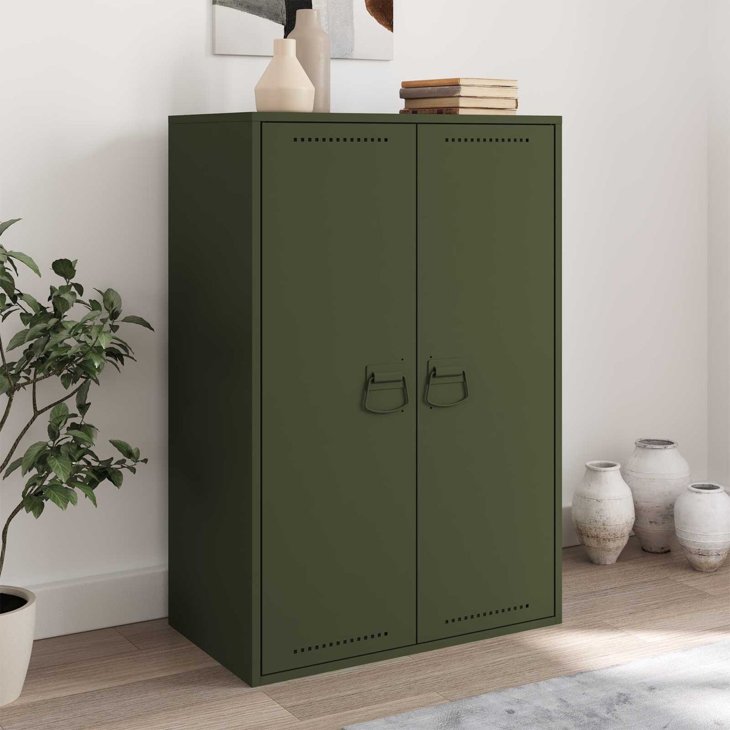Szekrény Fogantyúk 2 pcs Olajzöld 85 x 45 mm Fém