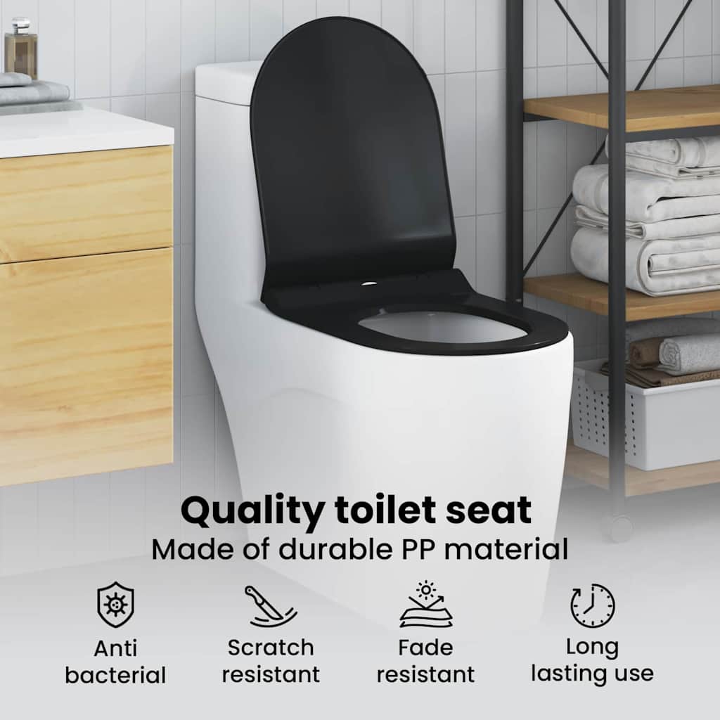 WC ülőke Állítható Fekete 50 x 36,5 x 5 cm Polipropilén