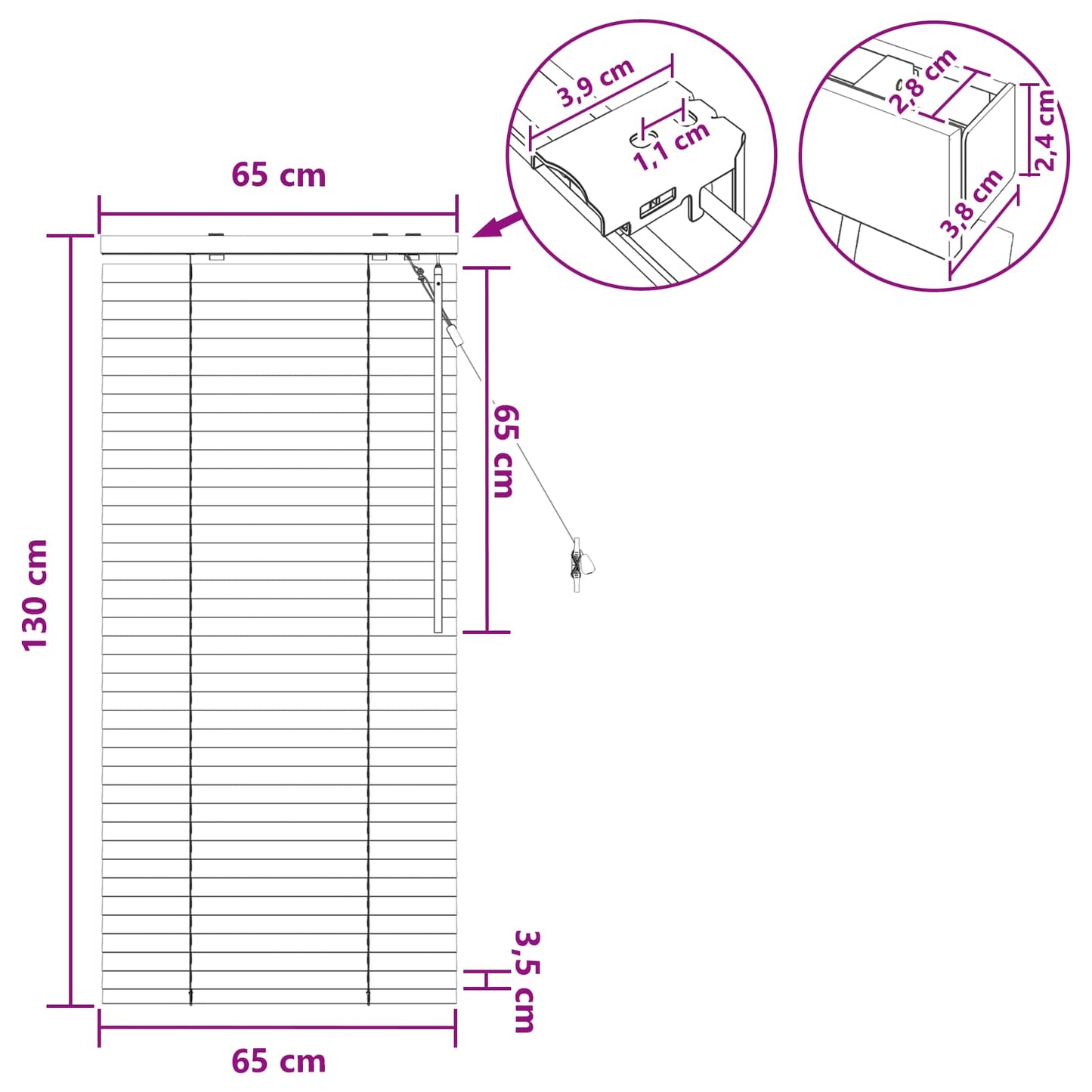 Zsaluzia Sötét Barna 65 x 130 cm 35 mm Masszív Paulownia fa