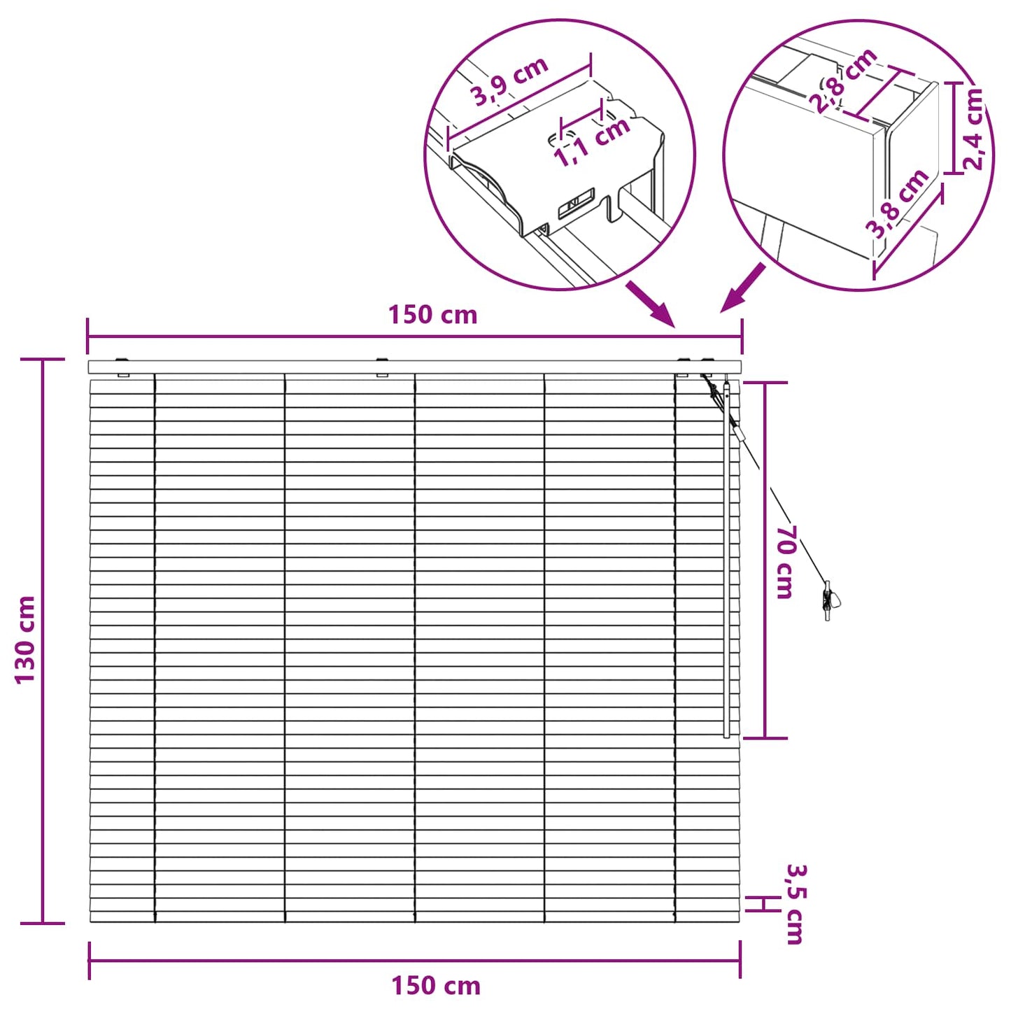 Zsaluzia Sötét Barna 150 x 130 cm 35 mm Masszív Paulownia fa