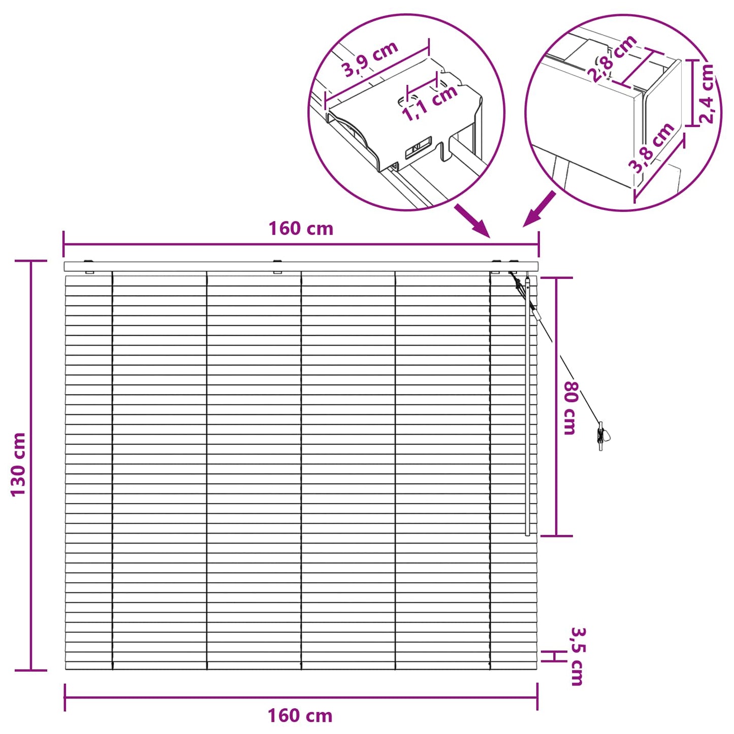 Zsaluzia Sötét Barna 160 x 130 cm 35 mm Masszív Paulownia fa