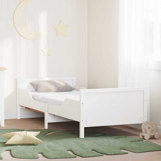 Ágykeret kihúzható matraccal Fehér 80 x 200 cm Tömör fenyőfa