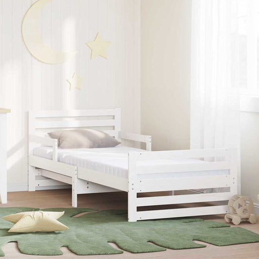 Ágykeret kihúzható matraccal Fehér 80 x 200 cm Tömör fenyőfa