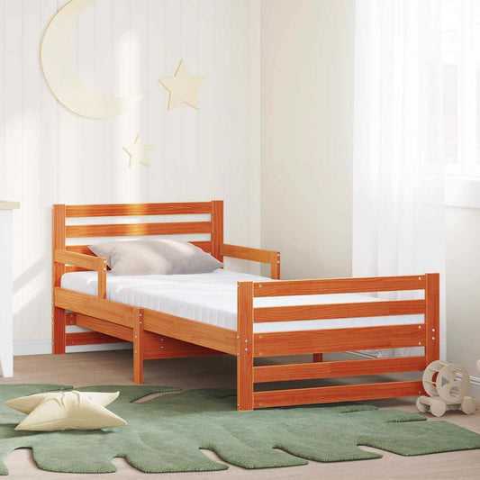 Ágykeret kihúzható matraccal Barna 80 x 200 cm Tömör fenyőfa