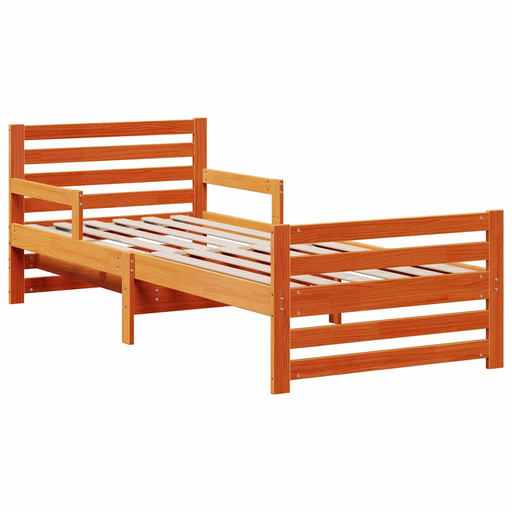 Ágykeret kihúzható matraccal Barna 80 x 200 cm Tömör fenyőfa