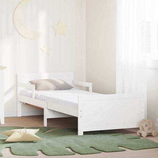 Ágykeret kihúzható matraccal Fehér 80 x 200 cm Tömör fenyőfa