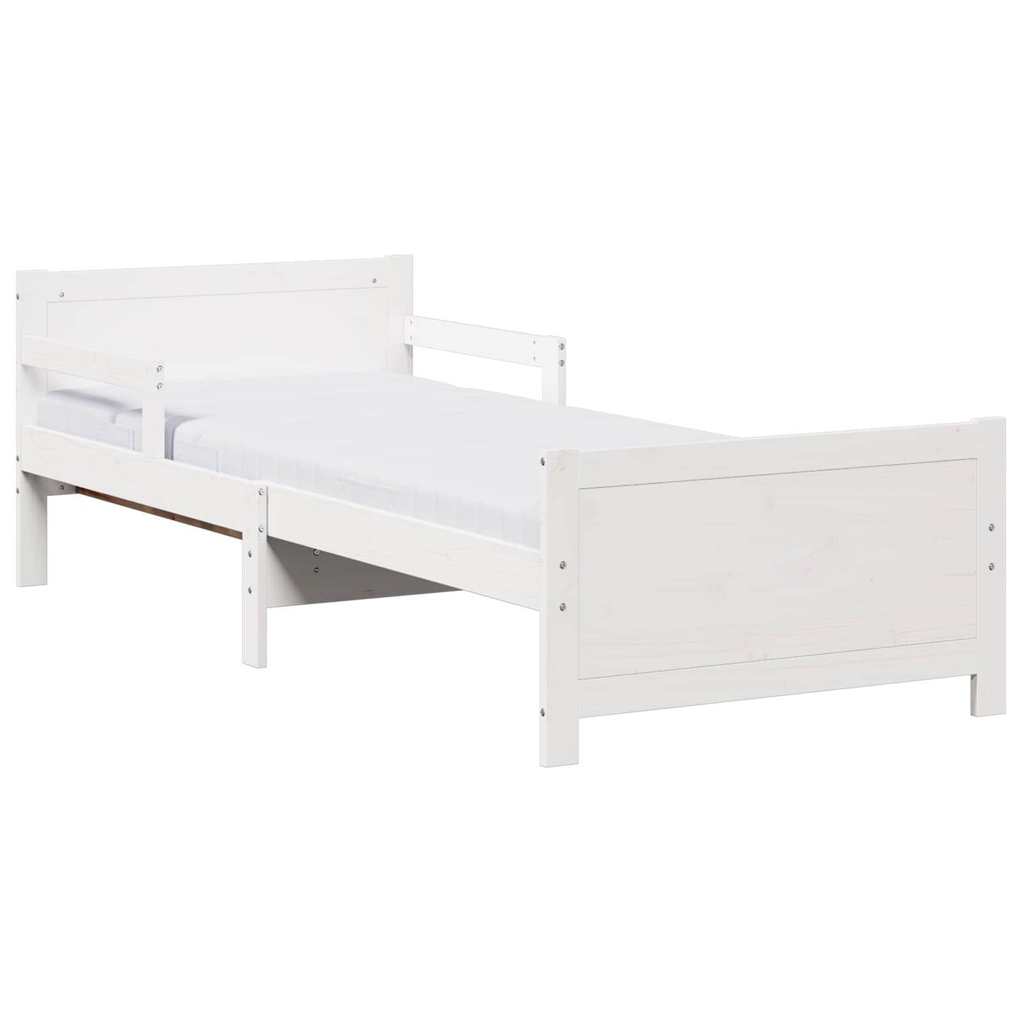 Ágykeret kihúzható matraccal Fehér 80 x 200 cm Tömör fenyőfa