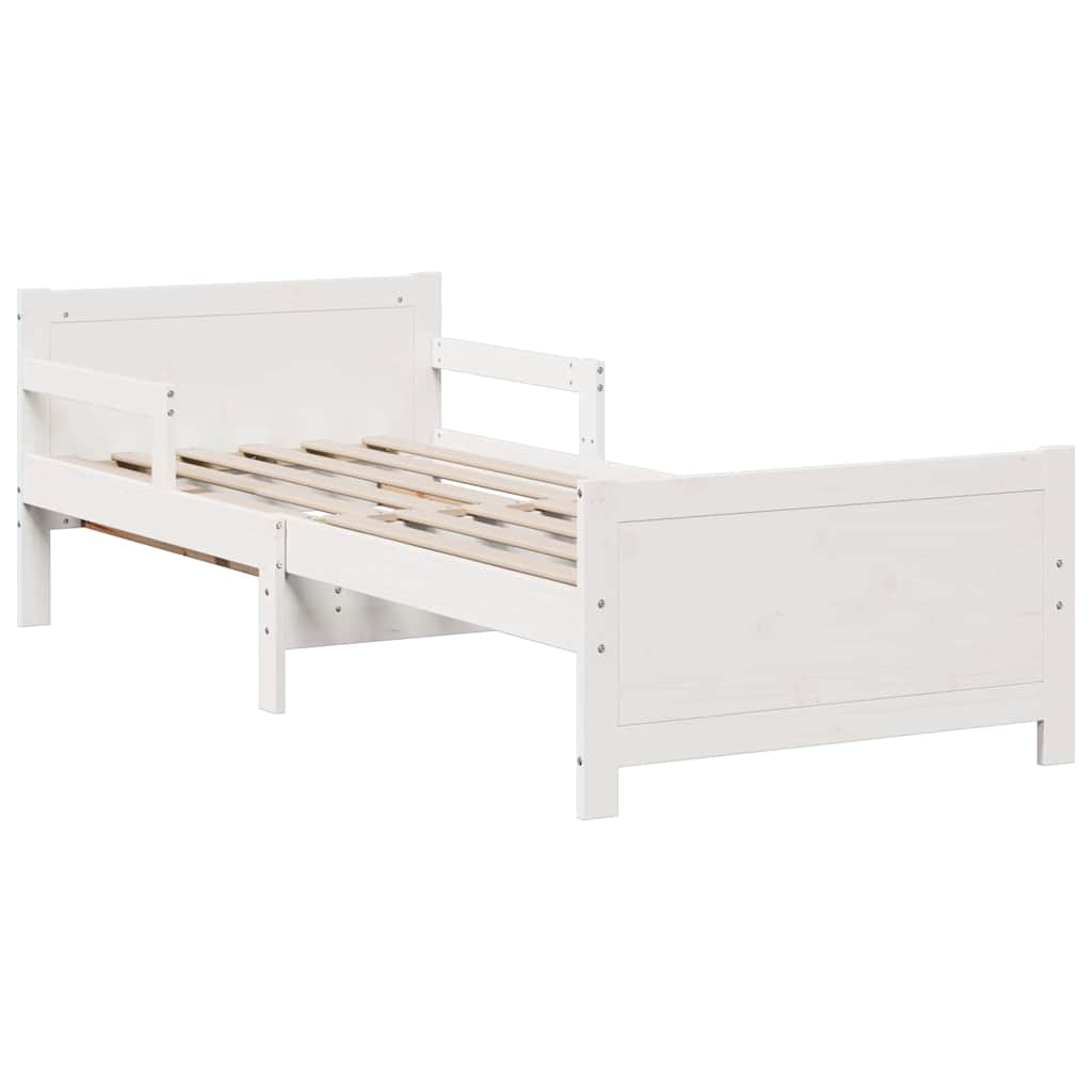 Ágykeret kihúzható matraccal Fehér 80 x 200 cm Tömör fenyőfa