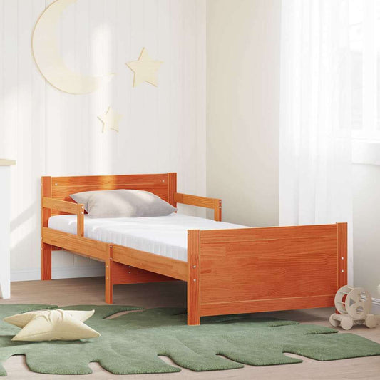 Ágykeret kihúzható matraccal Barna 80 x 200 cm Tömör fenyőfa