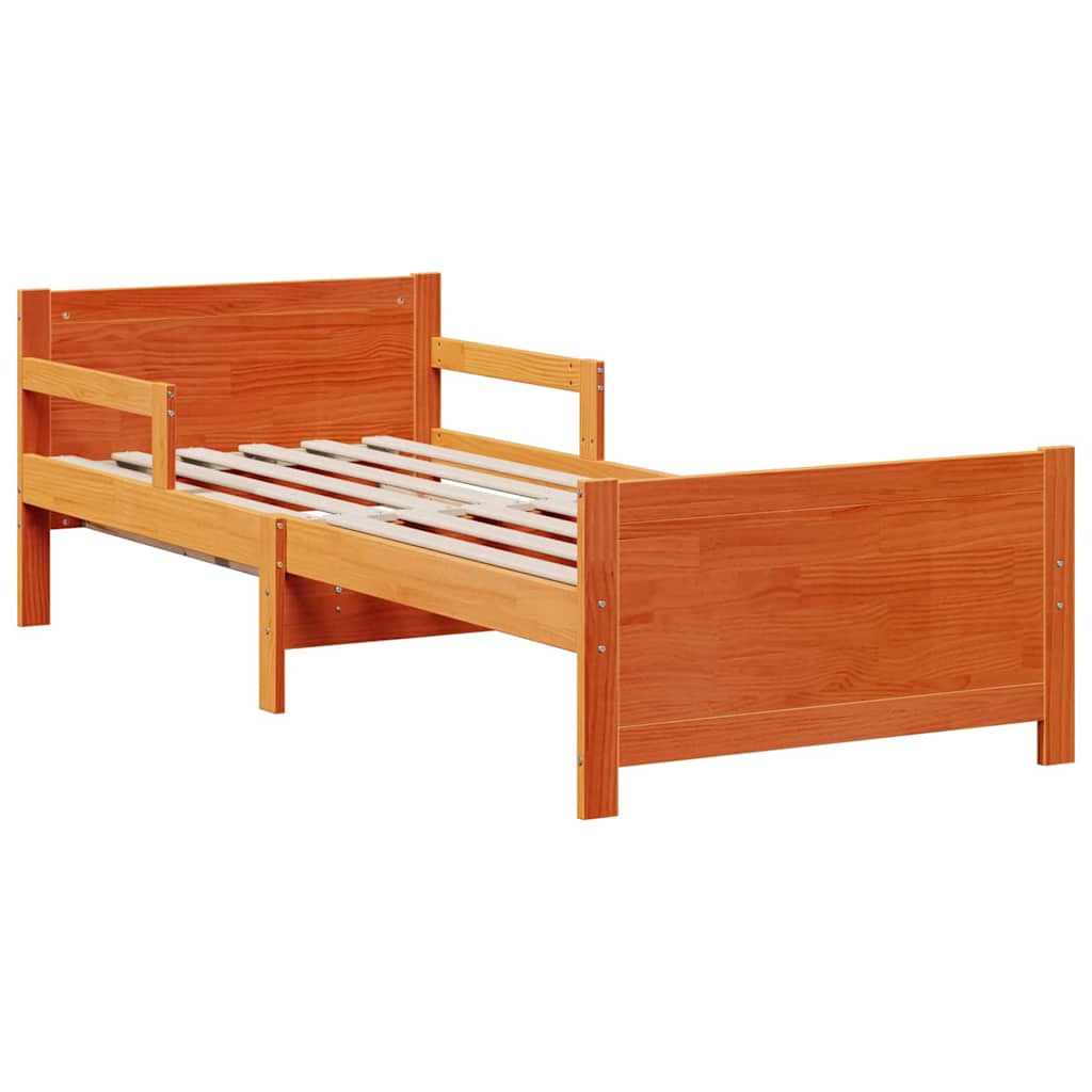 Ágykeret kihúzható matraccal Barna 80 x 200 cm Tömör fenyőfa