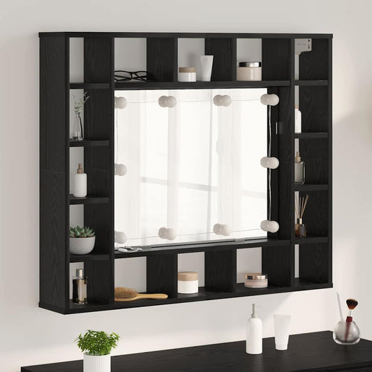 Tükörszekrény polcokkal Fekete tölgy 91 x 15 x 76,5 cm Faanyag