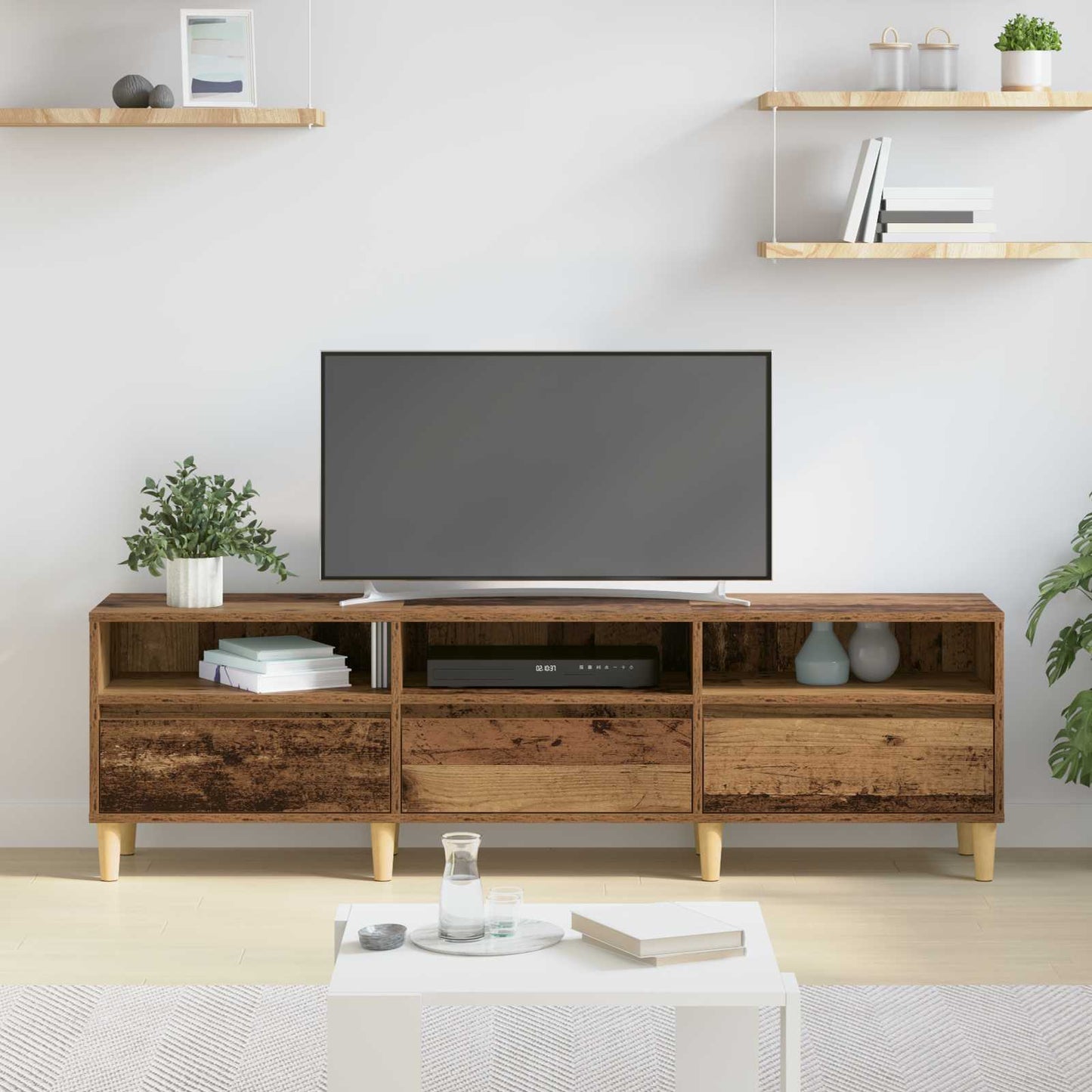 TV szekrény fiókkal Öreg fa 150 x 30 x 45 cm Faanyag