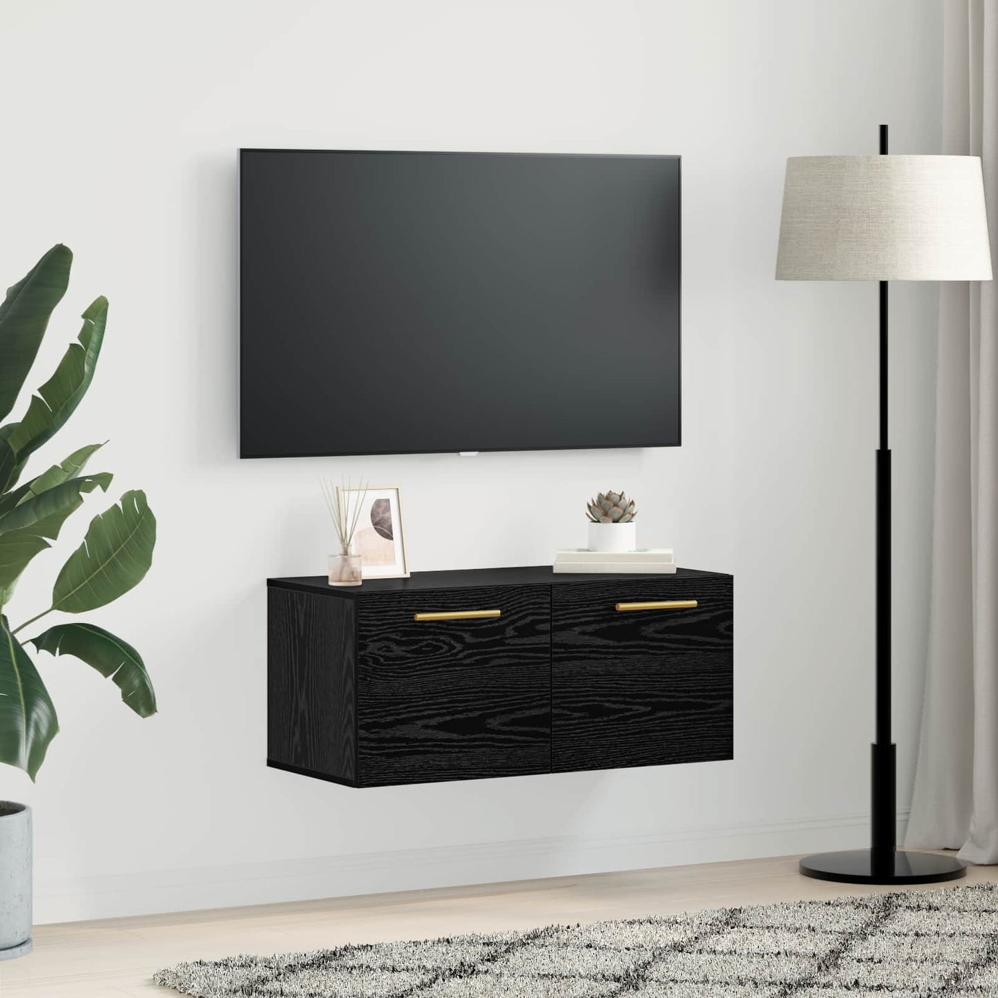 Fali Szekrény 80 x 36.5 x 35 cm Szerelt Fa Musta tammi