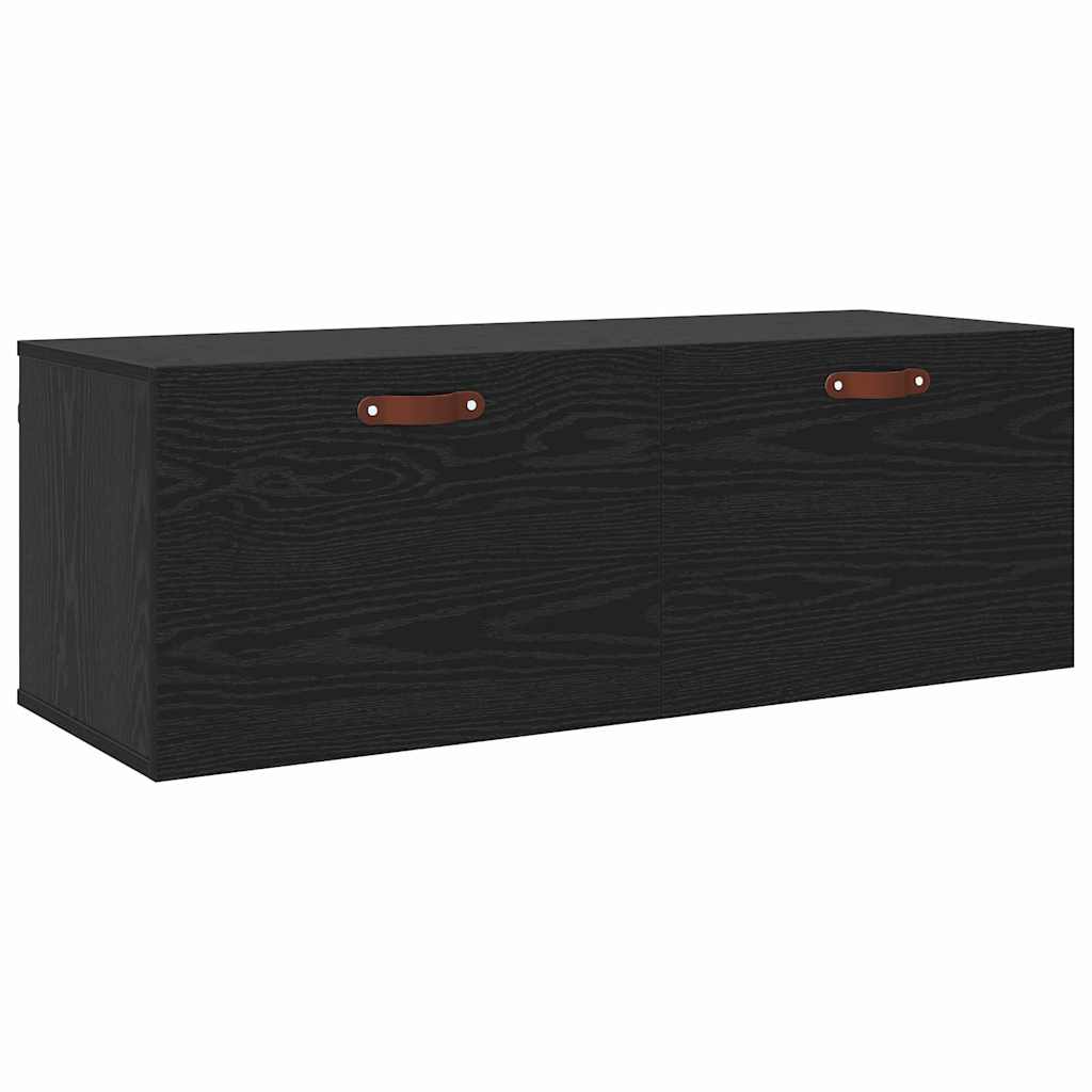 Fali szekrény 100 x 36,5 x 35 cm Szerelt Fa Fekete tölgy