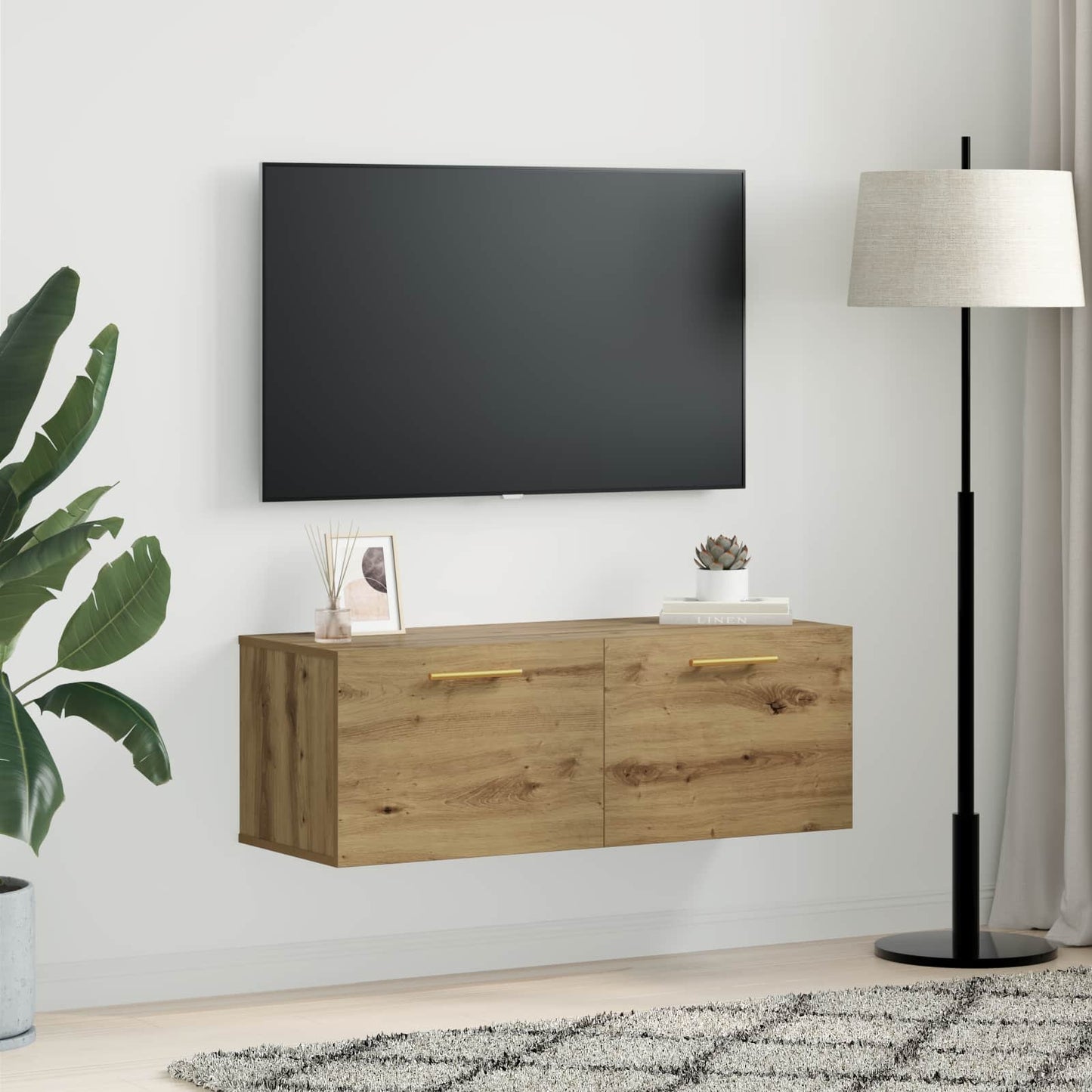Fali Szekrény 100 x 36.5 x 35 cm Szerelt Fa kézműves tölgy