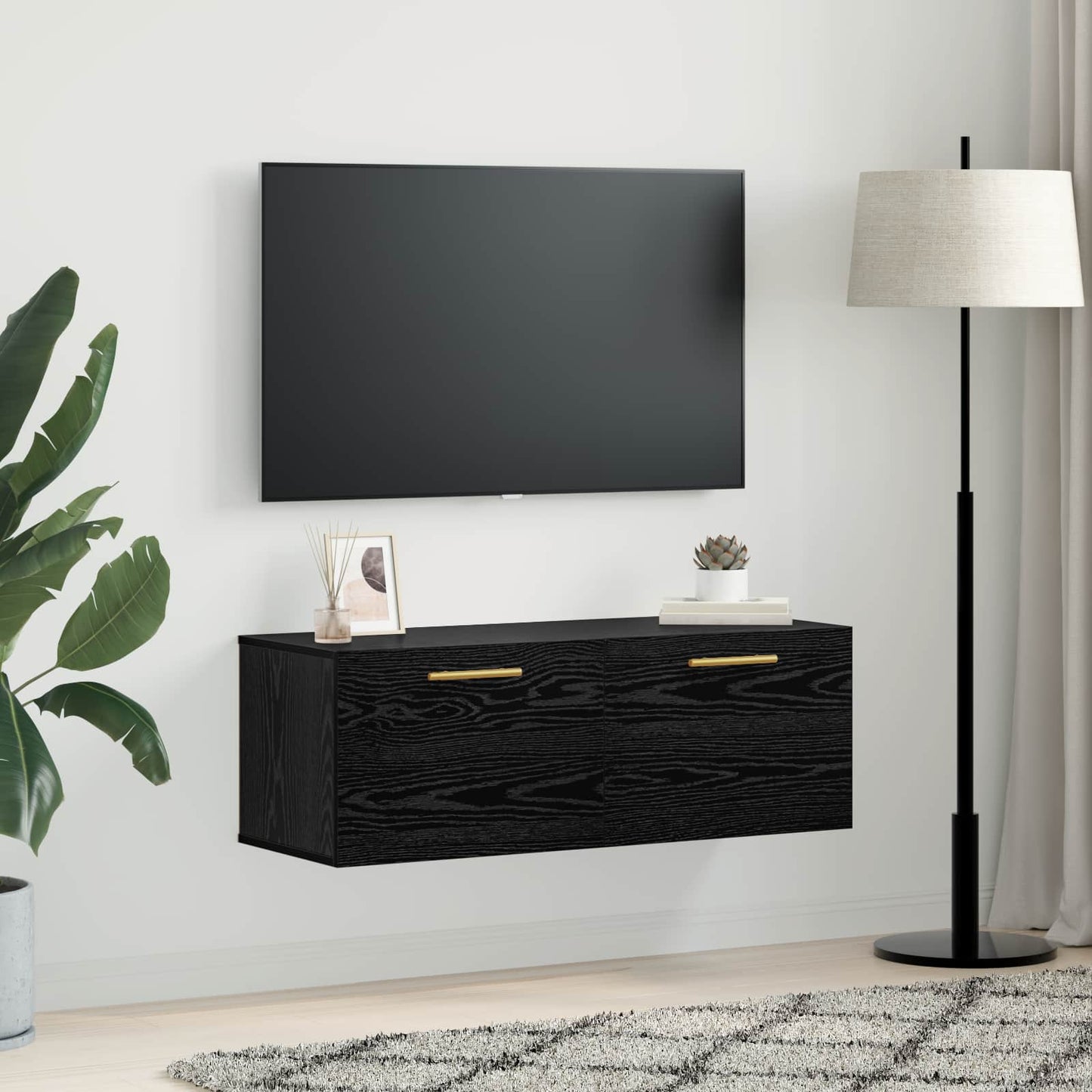 Fali Szekrény 100 x 36.5 x 35 cm Szerelt Fa Musta tammi
