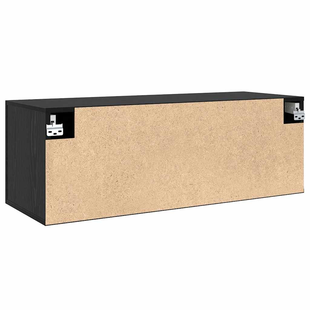 Fali szekrény 100 x 36,5 x 35 cm Szerelt Fa Fekete tölgy