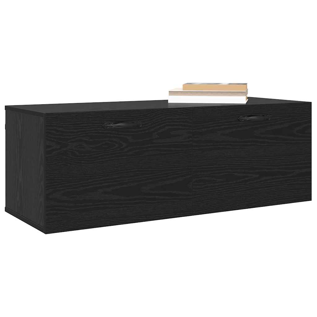 Fali szekrény 100 x 36,5 x 35 cm Szerelt Fa Fekete tölgy