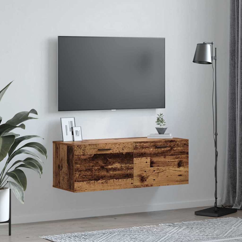 Fali szekrény 100 x 36,5 x 35 cm Szerelt Fa Öreg fa