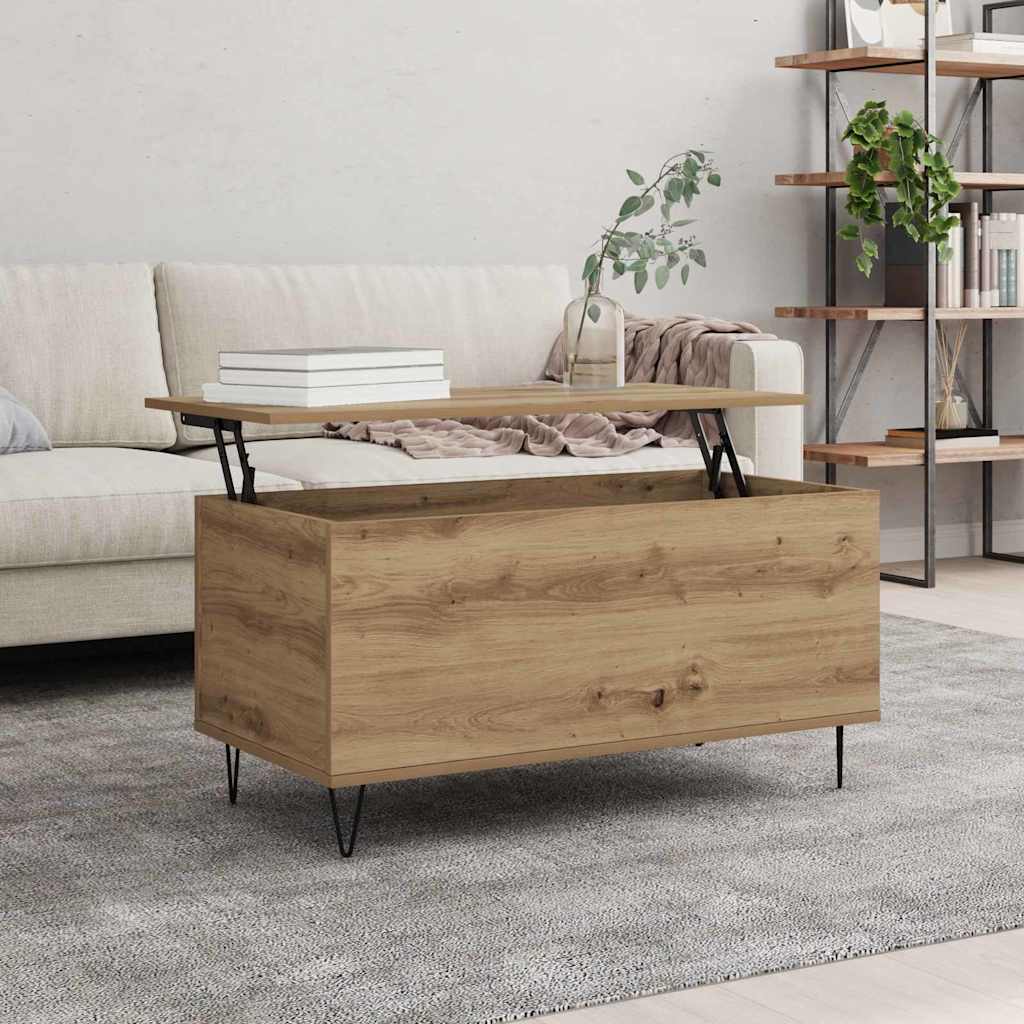 Dohányzóasztal kézműves tölgy 90 x 44.5 x 45 cm Szerelt fa