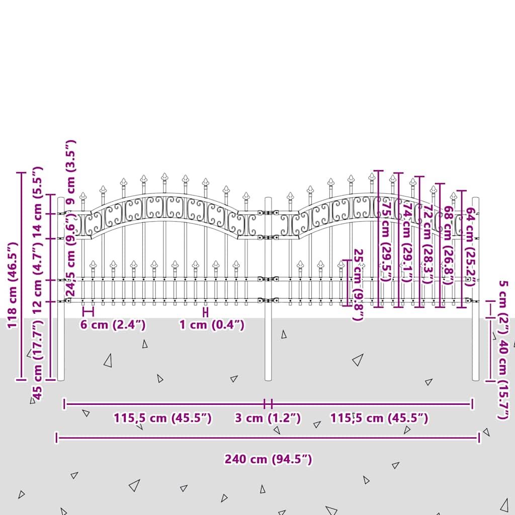 Kerti Kerítés KAMPEN 240 x 118 cm Mesh Porszórt Acél Fehér