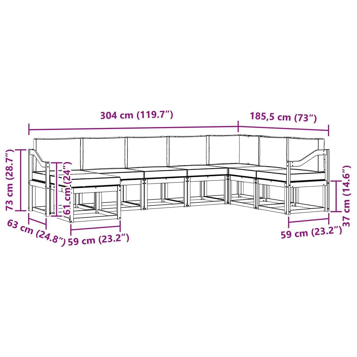 Kültéri kanapé szett 8 db Fehér és Bézs