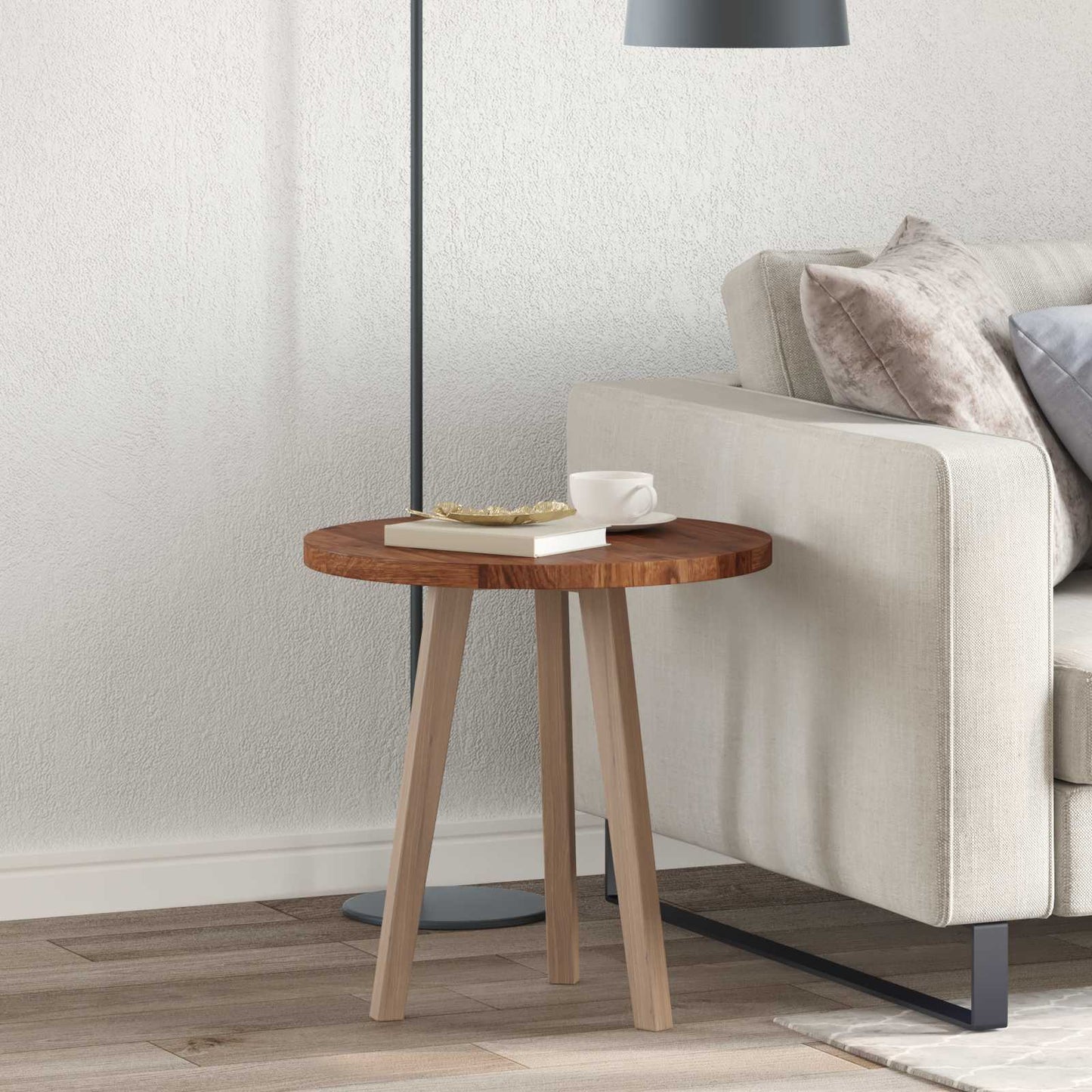 Asztallap Világos Barna Ø 50 x 2,5 cm Tömör Tölgyfa