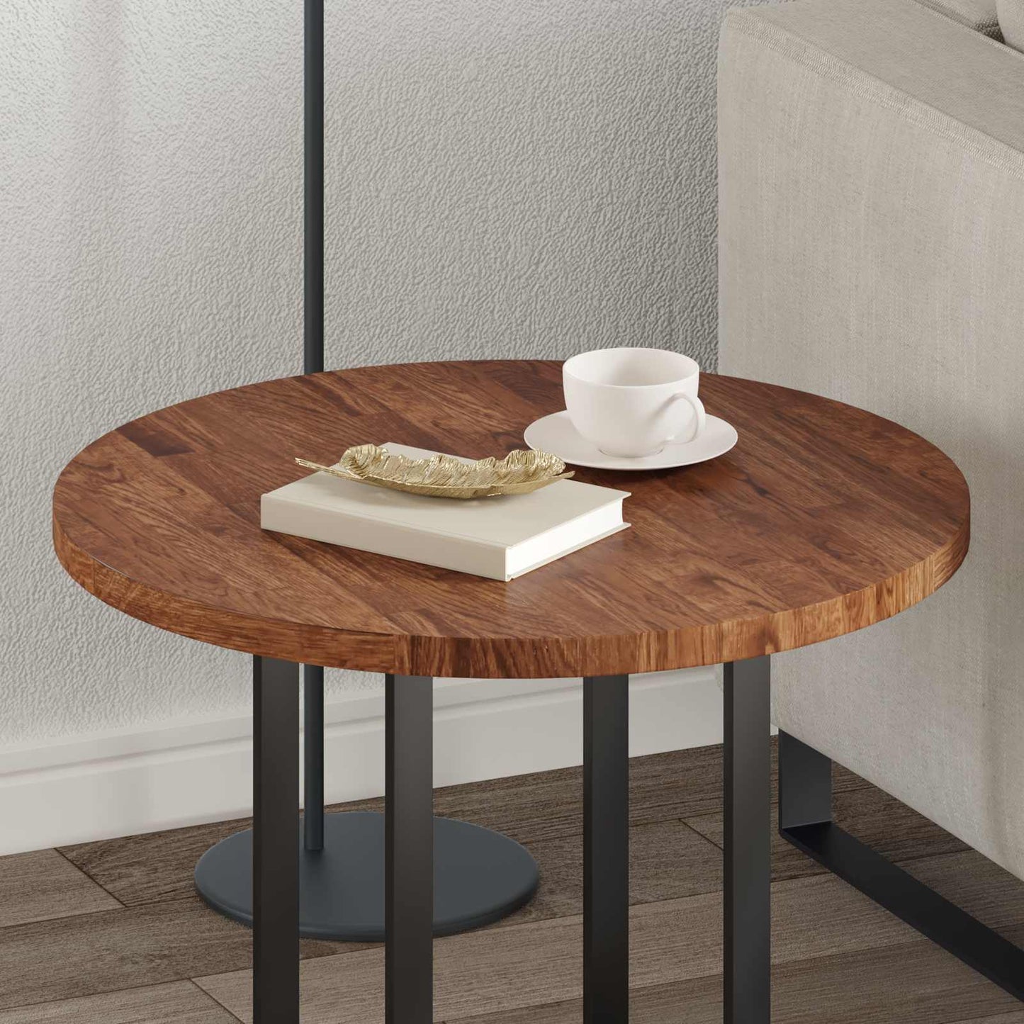 Asztallap Világos Barna Ø 60 x 2,5 cm Tömör Tölgyfa