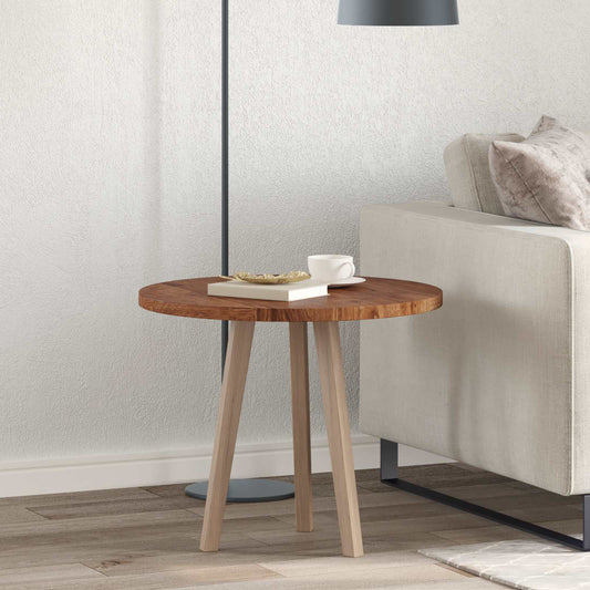 Asztallap Világos Barna Ø 60 x 2,5 cm Tömör Tölgyfa