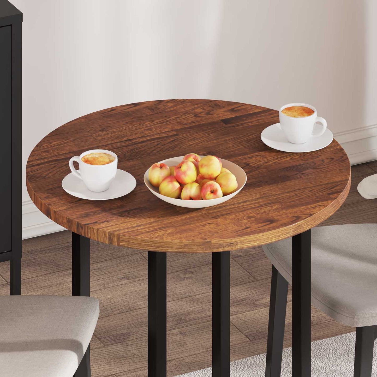 Asztallap Világos Barna Ø 70 x 2,5 cm Tömör Tölgyfa