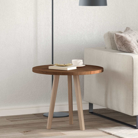 Asztallap Sötét Barna Ø 60 x 2,5 cm Tömör Tölgyfa