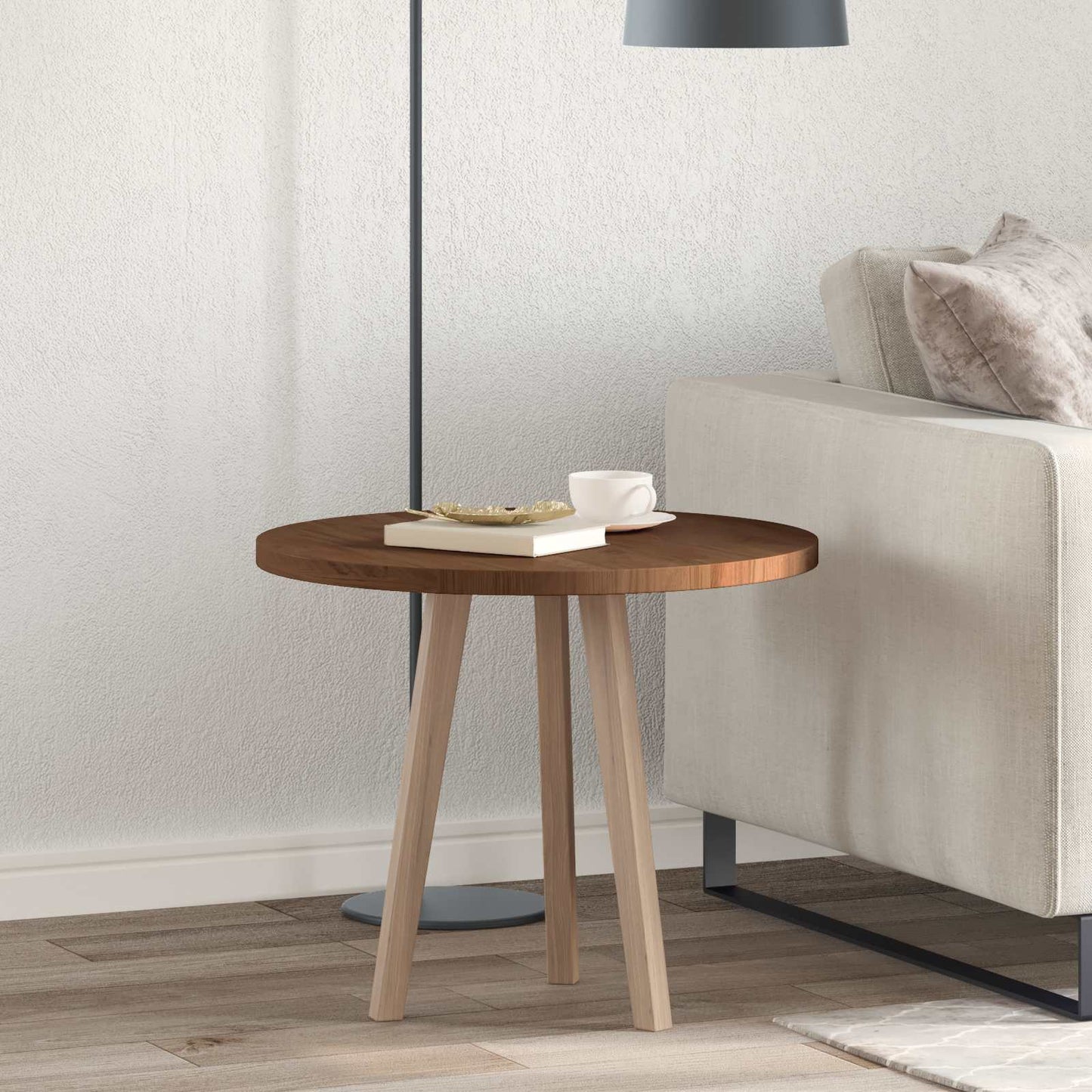 Asztallap Sötét Barna Ø 60 x 2,5 cm Tömör Tölgyfa