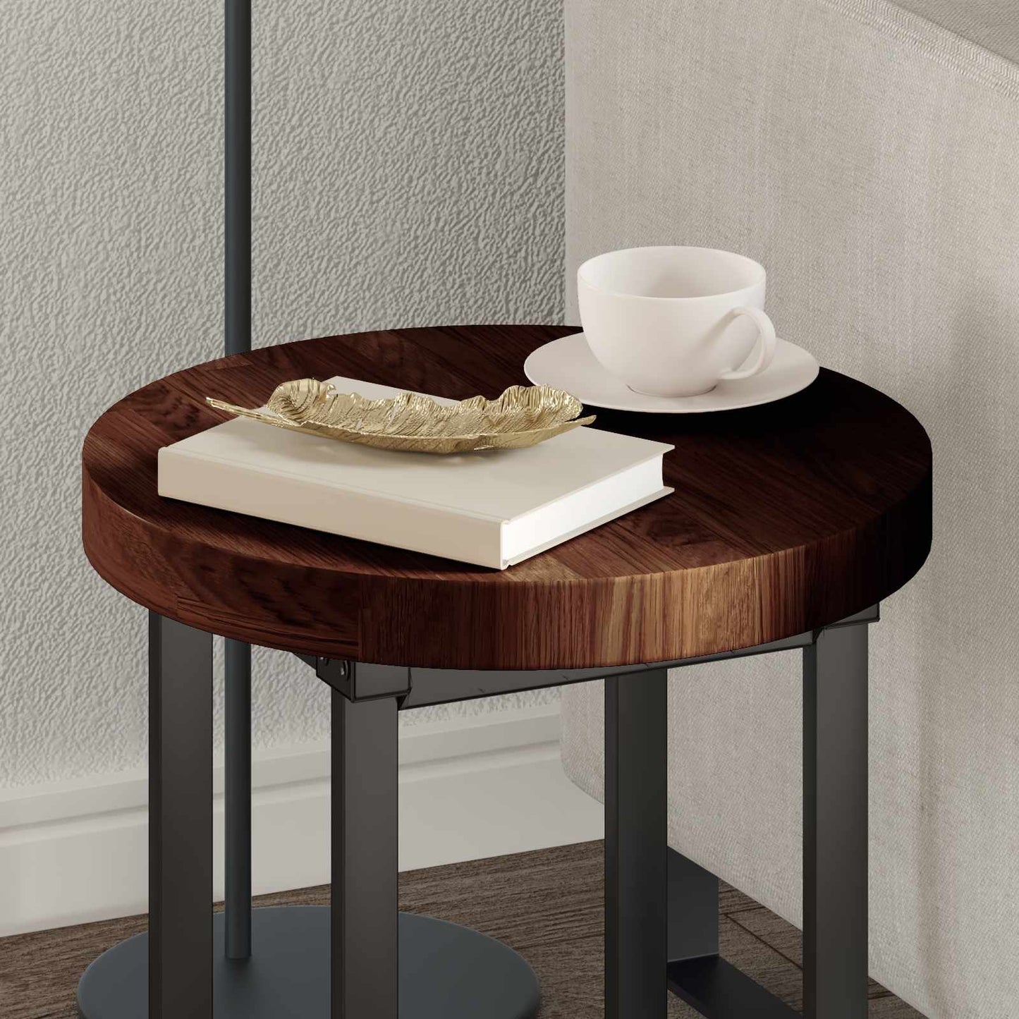 Asztallap Sötét Barna Ø 40 x 4 cm Tömör Tölgyfa
