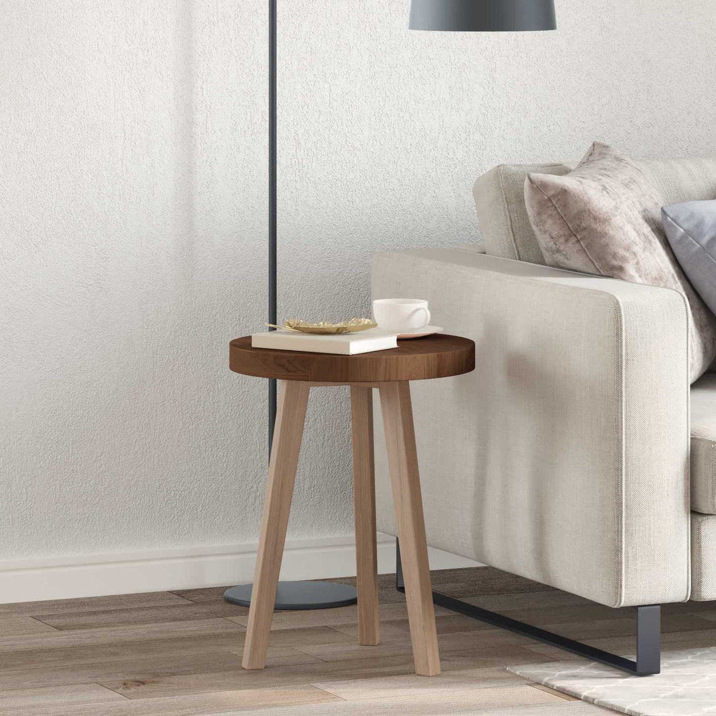 Asztallap Sötét Barna Ø 40 x 4 cm Tömör Tölgyfa