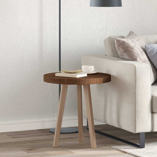 Asztallap Sötét Barna Ø 50 x 4 cm Tömör Tölgyfa