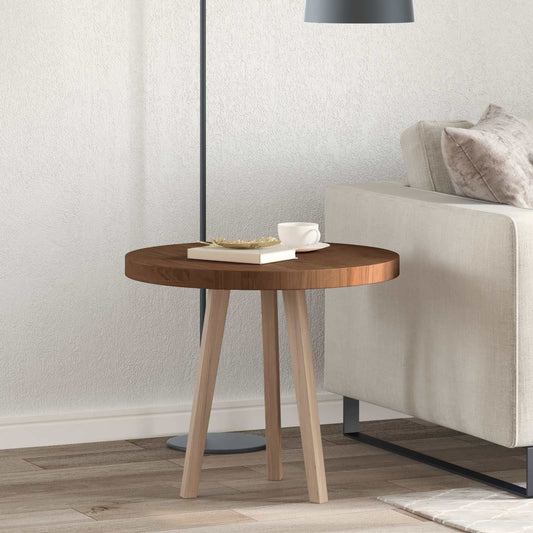 Asztallap Sötét Barna Ø 60 x 4 cm Tömör Tölgyfa
