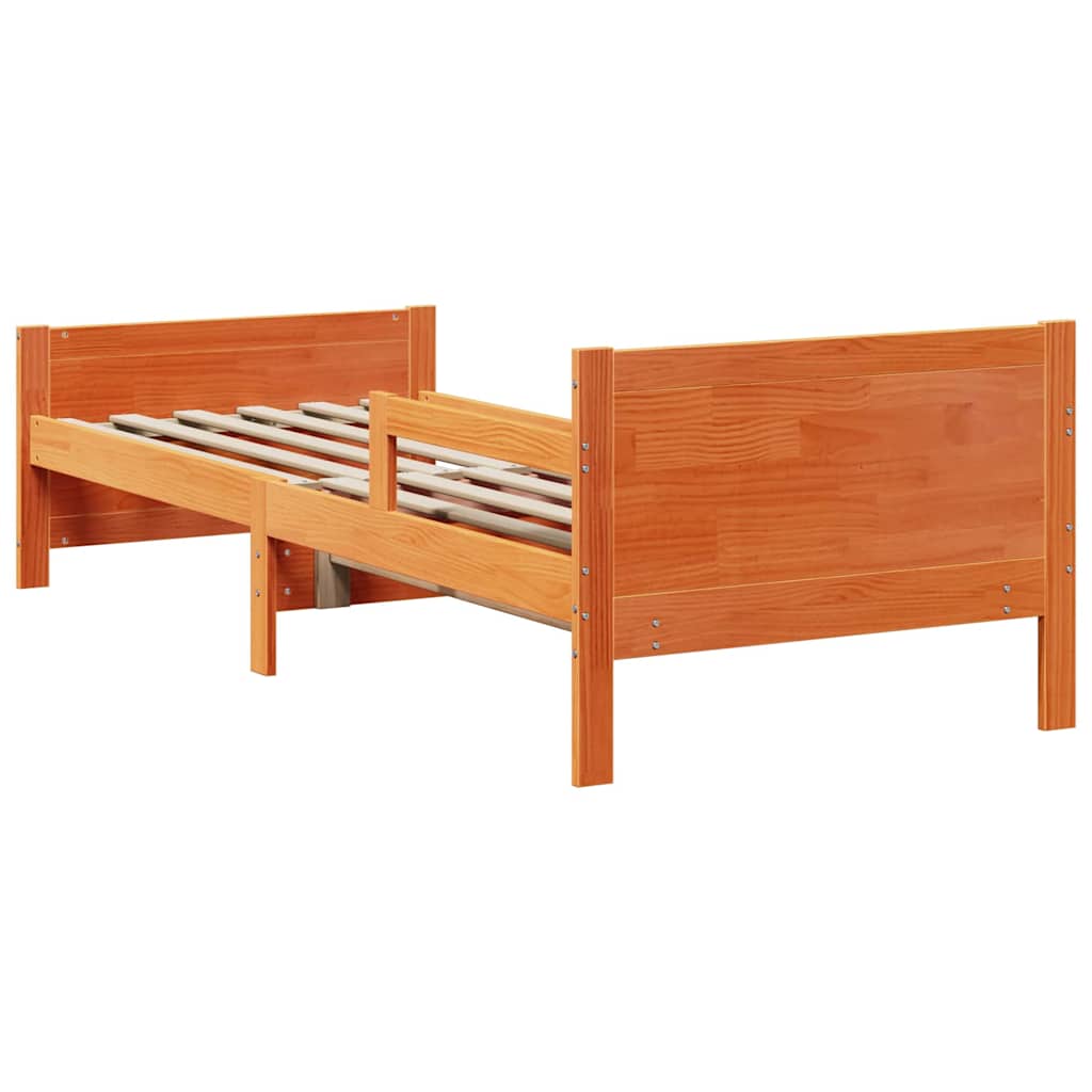 Ágykeret fejtámlával Faggyú barna 80 x 200 cm Szerelt Fa
