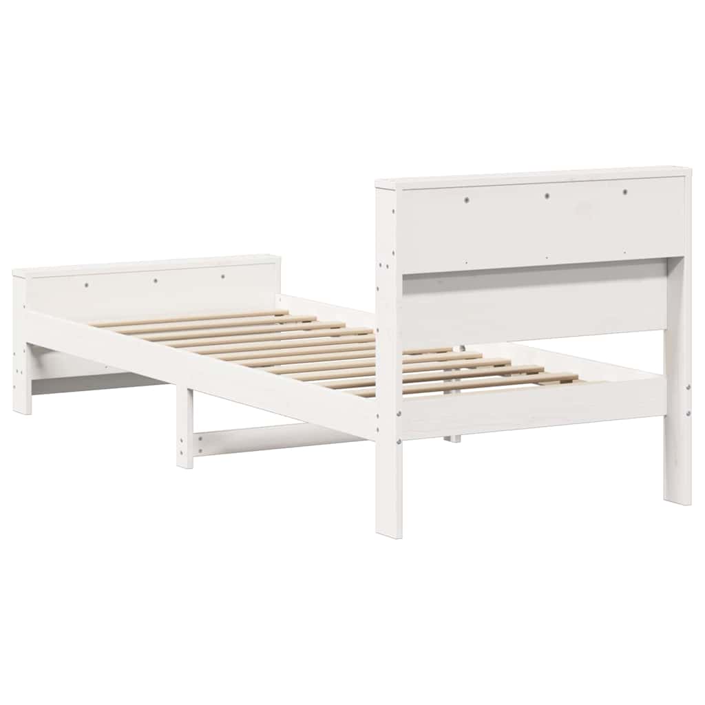 Ágykeret fejtámlával Fehér 90 x 200 cm Faanyag