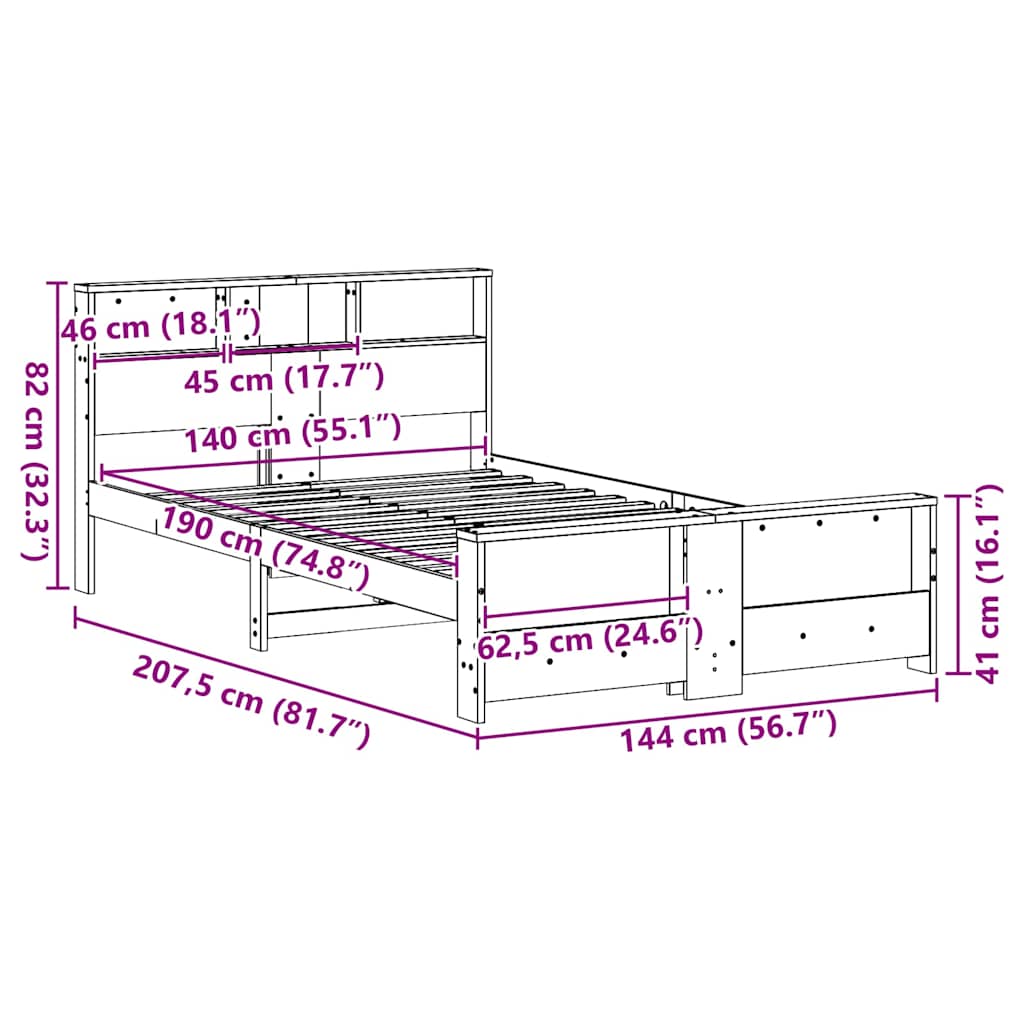 Ágykeret fejtámlával Barna 140 x 190 cm Faanyag