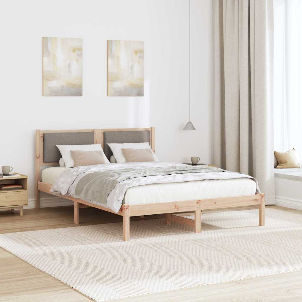 Ágykeret fejtámlával Tópszínű 140 x 190 cm Tömör fenyőfa