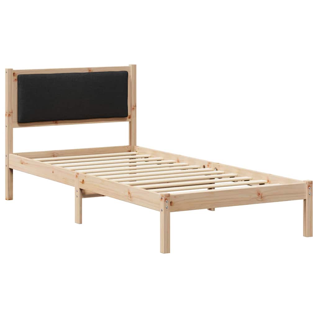 Ágykeret fejtámlával Fekete 90 x 200 cm Tömör fenyőfa