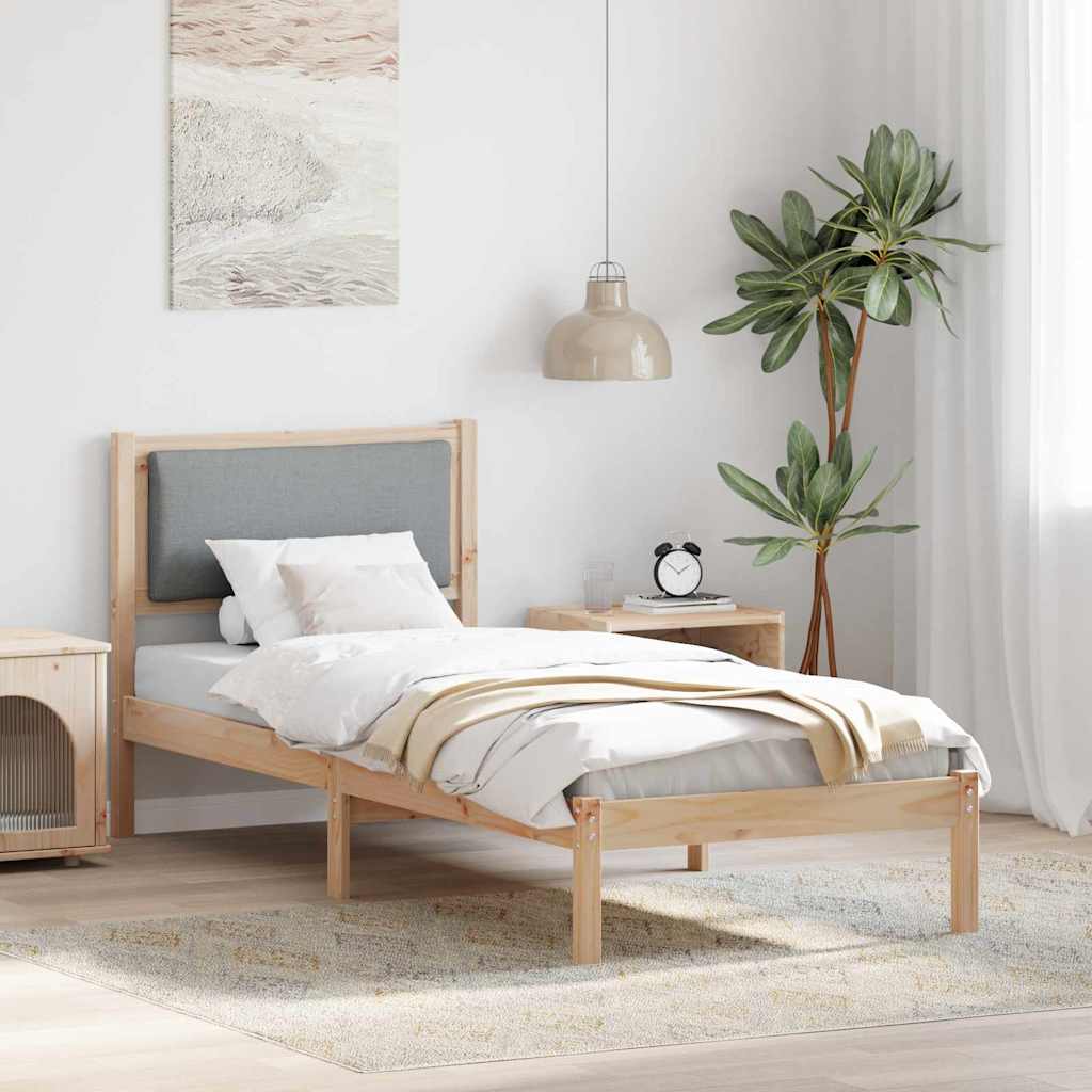 Ágykeret fejtámlával Világosszürke 80 x 200 cm Tömör fenyőfa